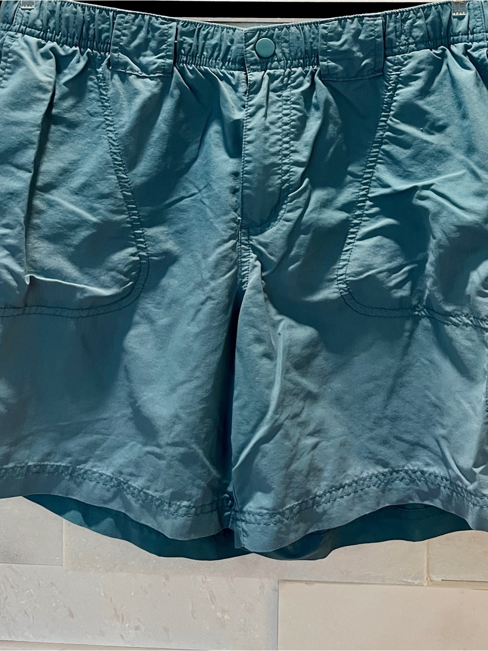 Columbia Teal Blue Casual Trail Hiking Shorts Elastic Waist - Womens M